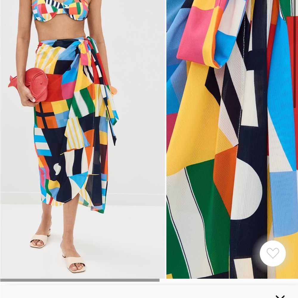 STAUD Multicolor Geometric Bikini and Sarong Set